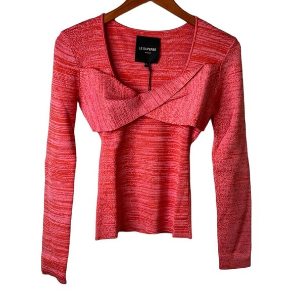 Le Superbe Twisted Sister Long Sleeve Knit Top in Red She Said Soft Viscose - Picture 4 of 16